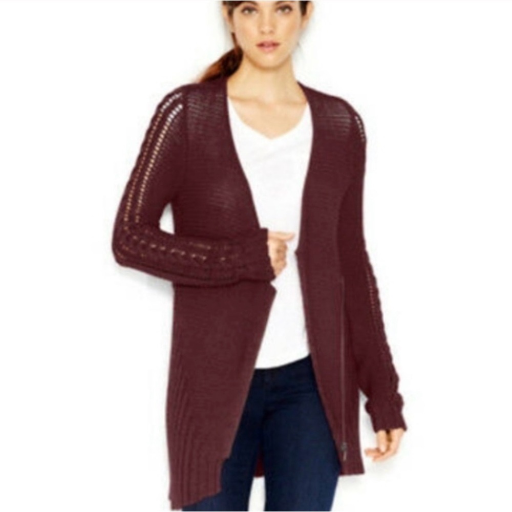 Rachel Rachel Roy Shawl Assymetrical Zip Sweater